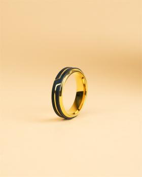 Preview: Gold-Titanring mit geschmiedetem Carbon-Finish - Rex Gold